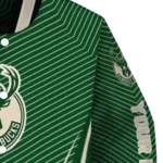 personalized milwaukee bucks chevron arrow green varsity jacket best selling.webp