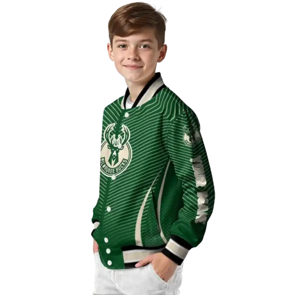 personalized milwaukee bucks chevron arrow green varsity jacket trendy.webp