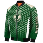 personalized milwaukee bucks hexagon grid green bomber jacket best selling