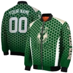 personalized milwaukee bucks hexagon grid green bomber jacket best selling