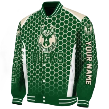 personalized milwaukee bucks hexagon grid green varsity jacket best selling.webp