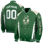 personalized milwaukee bucks hexagon grid green varsity jacket best selling.webp