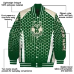 personalized milwaukee bucks hexagon grid green varsity jacket best selling.webp