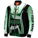 personalized milwaukee bucks mesh effect green black bomber jacket best selling
