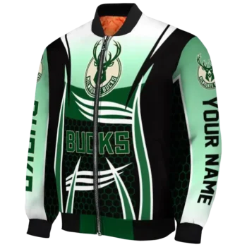 personalized milwaukee bucks mesh effect green black bomber jacket best selling