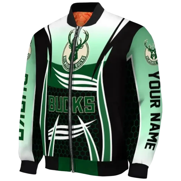 personalized milwaukee bucks mesh effect green black bomber jacket best selling