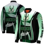 personalized milwaukee bucks mesh effect green black bomber jacket best selling