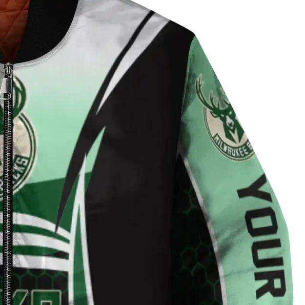 personalized milwaukee bucks mesh effect green black bomber jacket premium grade