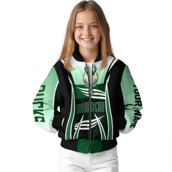 personalized milwaukee bucks mesh effect green black bomber jacket top rated