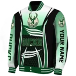 personalized milwaukee bucks mesh effect green black varsity jacket best selling.webp