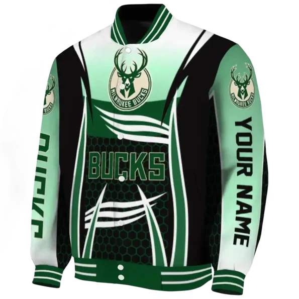 personalized milwaukee bucks mesh effect green black varsity jacket best selling.webp