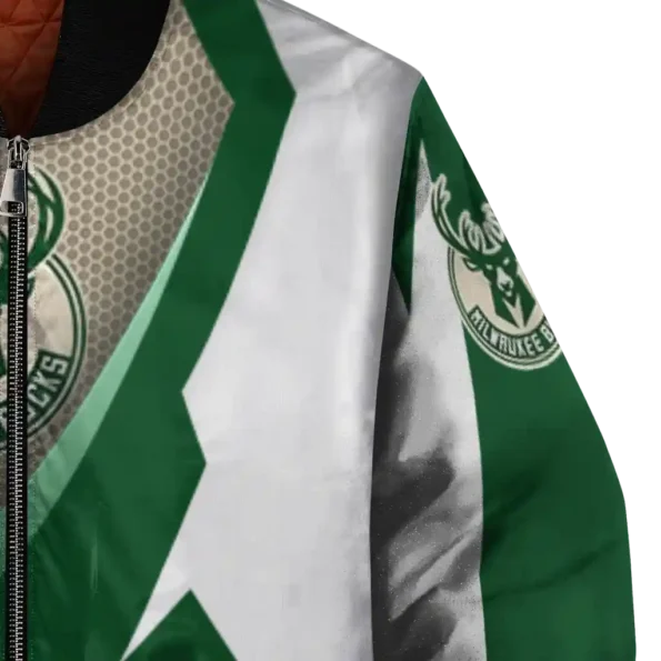 personalized milwaukee bucks v stripes green white bomber jacket premium grade