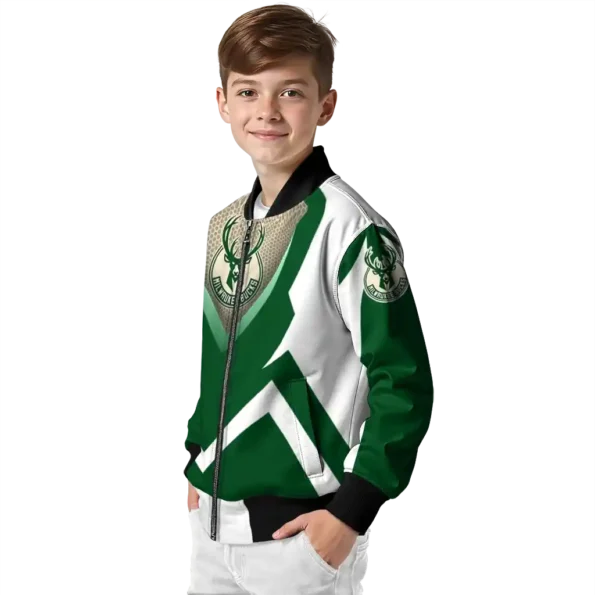 personalized milwaukee bucks v stripes green white bomber jacket trendy