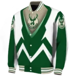 personalized milwaukee bucks v stripes green white varsity jacket best selling.webp