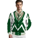 personalized milwaukee bucks v stripes green white varsity jacket best selling.webp