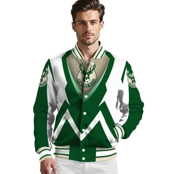 personalized milwaukee bucks v stripes green white varsity jacket high quality.webp