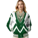 personalized milwaukee bucks v stripes green white varsity jacket best selling.webp