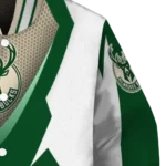 personalized milwaukee bucks v stripes green white varsity jacket best selling.webp