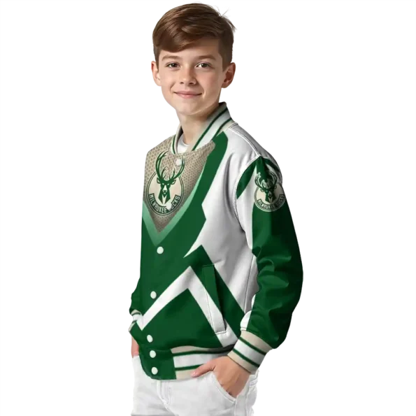 personalized milwaukee bucks v stripes green white varsity jacket trendy.webp