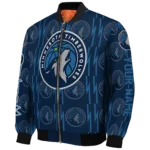 personalized minnesota timberwolves bolt stripe midnight blue bomber jacket best selling
