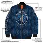 personalized minnesota timberwolves bolt stripe midnight blue bomber jacket best selling