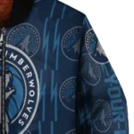 personalized minnesota timberwolves bolt stripe midnight blue bomber jacket best selling