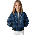 personalized minnesota timberwolves bolt stripe midnight blue bomber jacket best selling