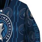 personalized minnesota timberwolves bolt stripe midnight blue varsity jacket best selling.webp
