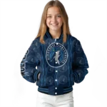 personalized minnesota timberwolves bolt stripe midnight blue varsity jacket best selling.webp