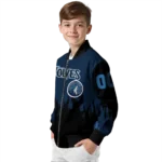 personalized minnesota timberwolves flame border midnight blue black bomber jacket best selling