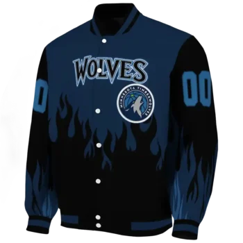 personalized minnesota timberwolves flame border midnight blue black varsity jacket best selling.webp