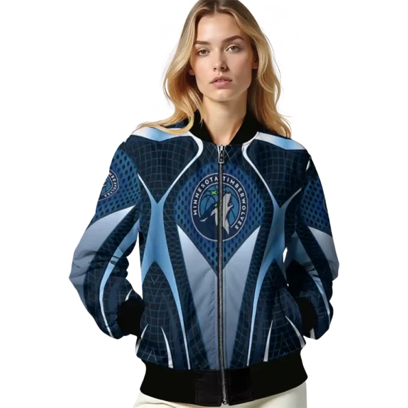 personalized minnesota timberwolves mesh chest black bomber jacket latest model