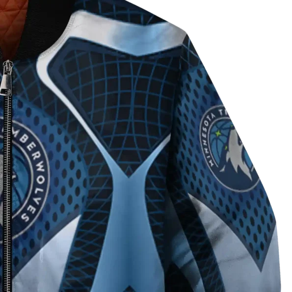 personalized minnesota timberwolves mesh chest black bomber jacket premium grade