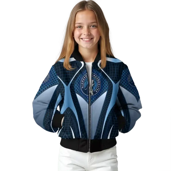 personalized minnesota timberwolves mesh chest black bomber jacket top rated