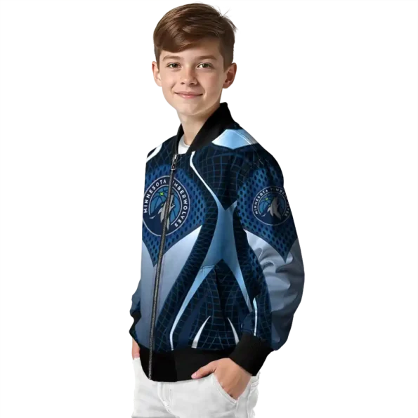 personalized minnesota timberwolves mesh chest black bomber jacket trendy