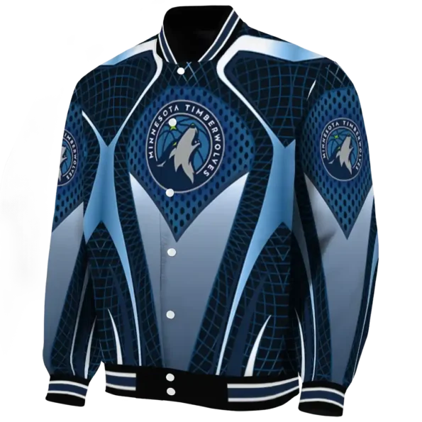 personalized minnesota timberwolves mesh chest black varsity jacket best selling.webp