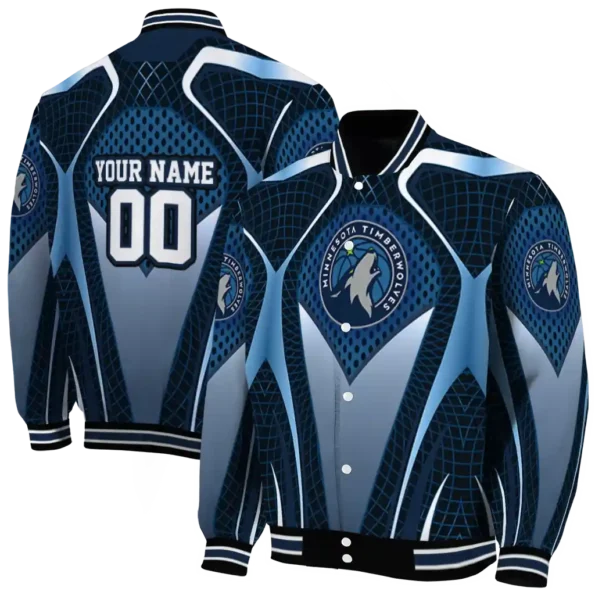 personalized minnesota timberwolves mesh chest black varsity jacket fashion forward.webp
