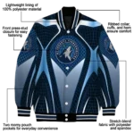 personalized minnesota timberwolves mesh chest black varsity jacket best selling.webp