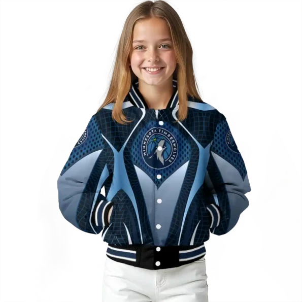 personalized minnesota timberwolves mesh chest black varsity jacket top rated.webp