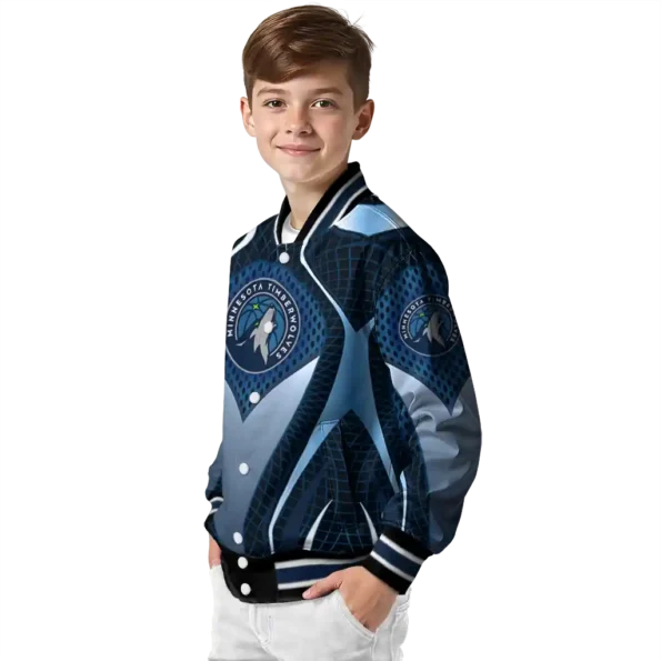 personalized minnesota timberwolves mesh chest black varsity jacket trendy.webp
