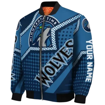 personalized minnesota timberwolves star burst midnight blue bomber jacket best selling