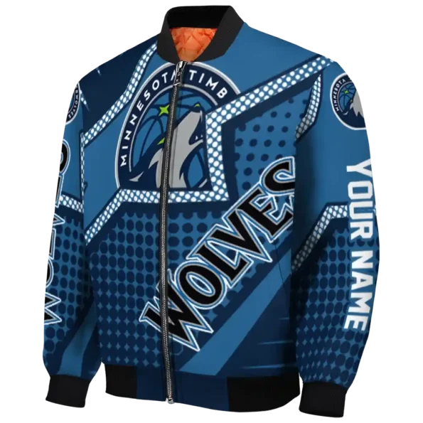personalized minnesota timberwolves star burst midnight blue bomber jacket best selling