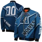 personalized minnesota timberwolves star burst midnight blue bomber jacket best selling