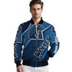 personalized minnesota timberwolves star burst midnight blue bomber jacket best selling