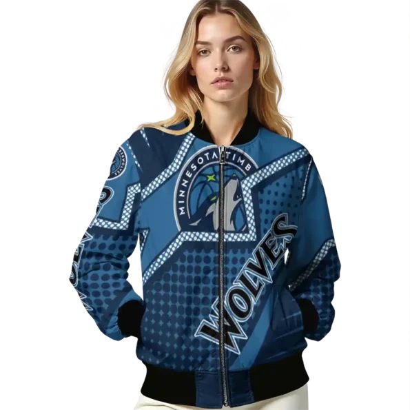 personalized minnesota timberwolves star burst midnight blue bomber jacket latest model