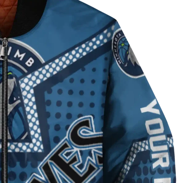 personalized minnesota timberwolves star burst midnight blue bomber jacket premium grade