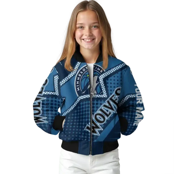 personalized minnesota timberwolves star burst midnight blue bomber jacket top rated