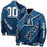 personalized minnesota timberwolves star burst midnight blue varsity jacket best selling.webp