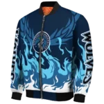 personalized minnesota timberwolves winged blaze midnight blue white bomber jacket best selling