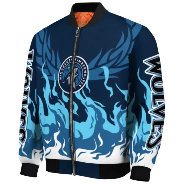 personalized minnesota timberwolves winged blaze midnight blue white bomber jacket best selling